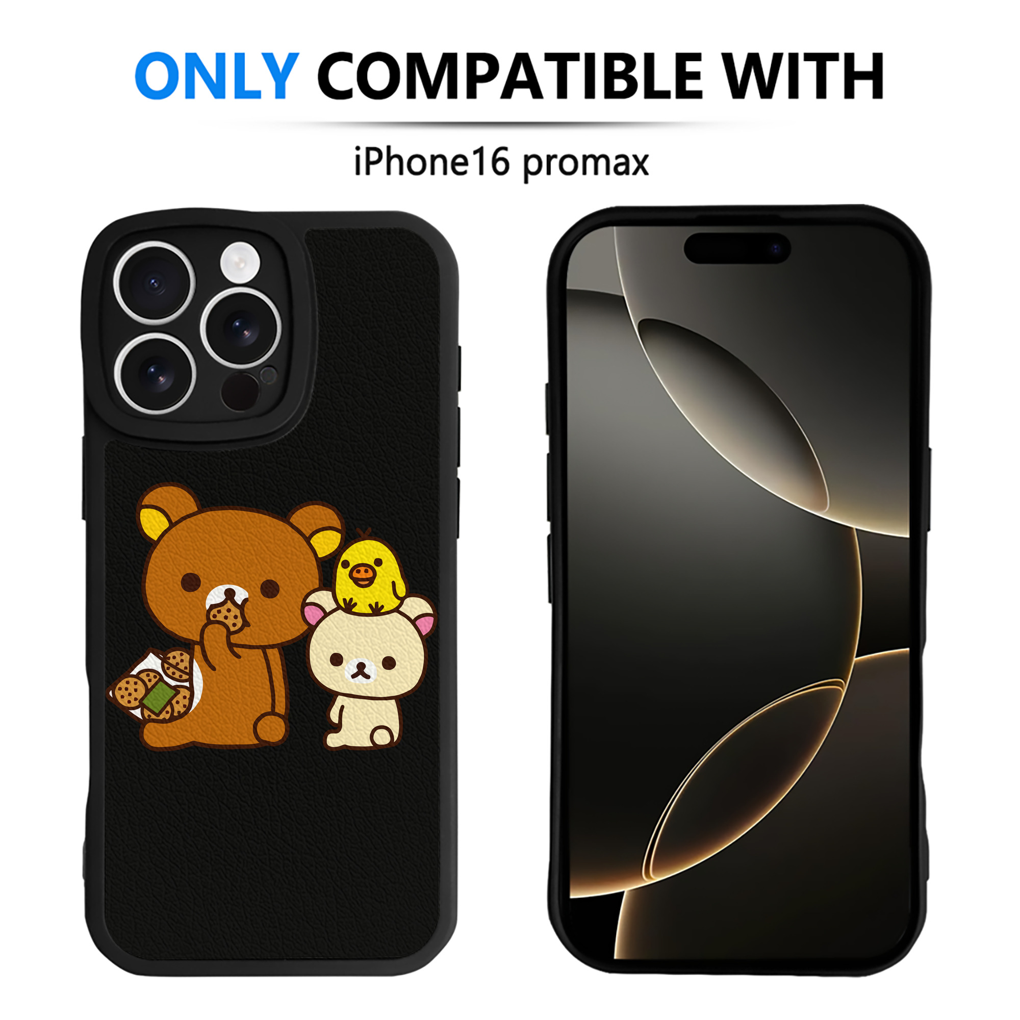 （画像用） リラックマ リラックマ キイロイトリ Rilakkuma Korilakkuma Kiiroitori 【iPhone 16シリーズ対応】シリコンスマホケース（レザー調） 材質：シリコン